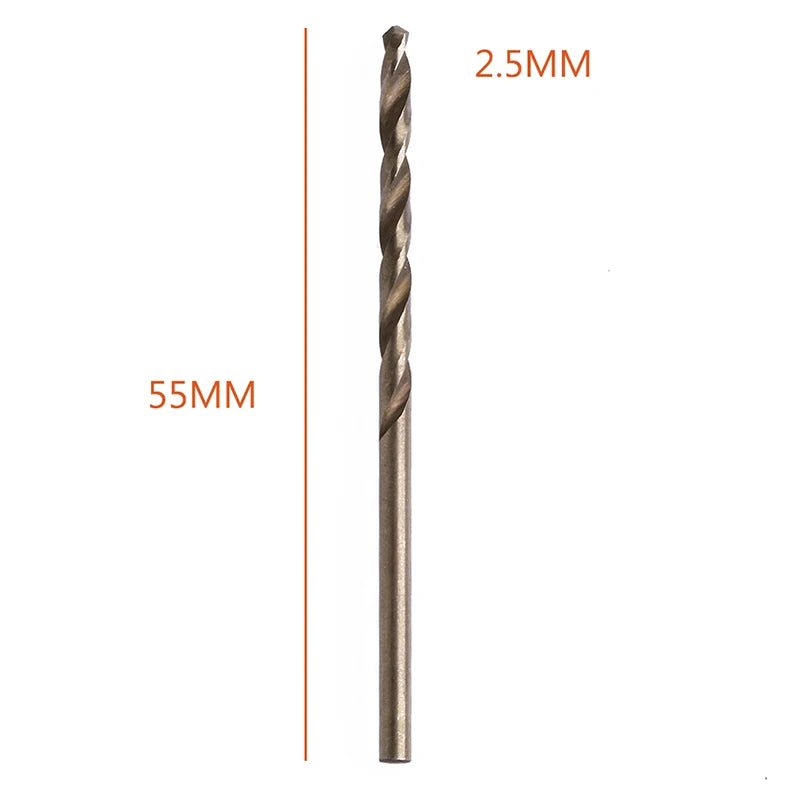 10Pcs 1/1.5/2/2.5/3/3.2/3.5/4/4.5/5mm M35 Round Shank HSS-Co Cobalt Twist Drill Spiral Drill Bit