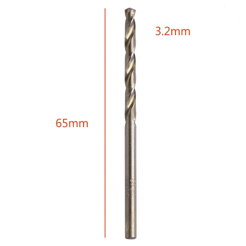 10Pcs 1/1.5/2/2.5/3/3.2/3.5/4/4.5/5mm M35 Round Shank HSS-Co Cobalt Twist Drill Spiral Drill Bit