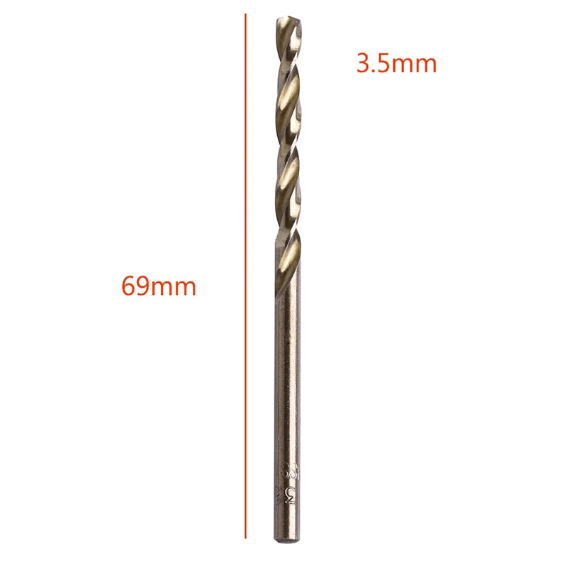 10Pcs 1/1.5/2/2.5/3/3.2/3.5/4/4.5/5mm M35 Round Shank HSS-Co Cobalt Twist Drill Spiral Drill Bit