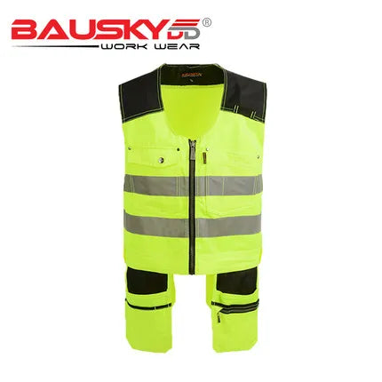 Bauskydd High Quality Men Male Female Outdoor Workwear Mens Work Vests Multifunction Tool Multi Pockets Vests Blue/Grey