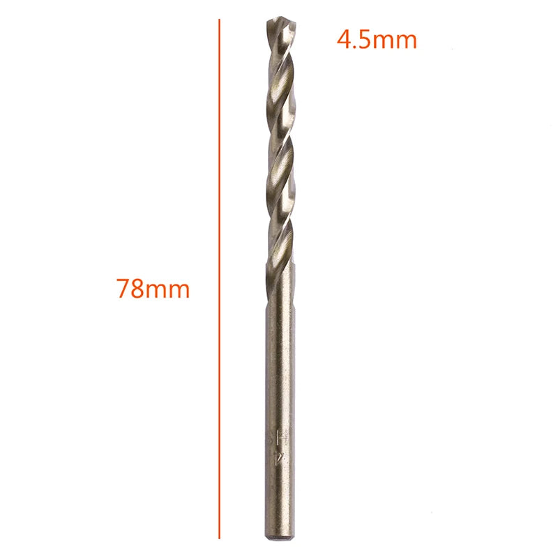 10Pcs 1/1.5/2/2.5/3/3.2/3.5/4/4.5/5mm M35 Round Shank HSS-Co Cobalt Twist Drill Spiral Drill Bit
