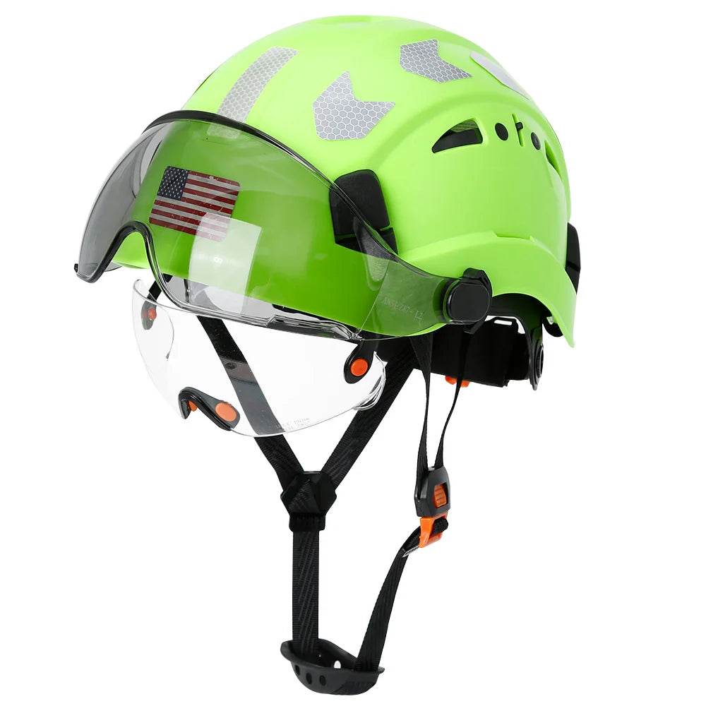 Construction Safety Helmet with Visor Built In Goggles Reflective Stickers ABS Hard Hat ANSI Industrial Work CE Engineer Cap