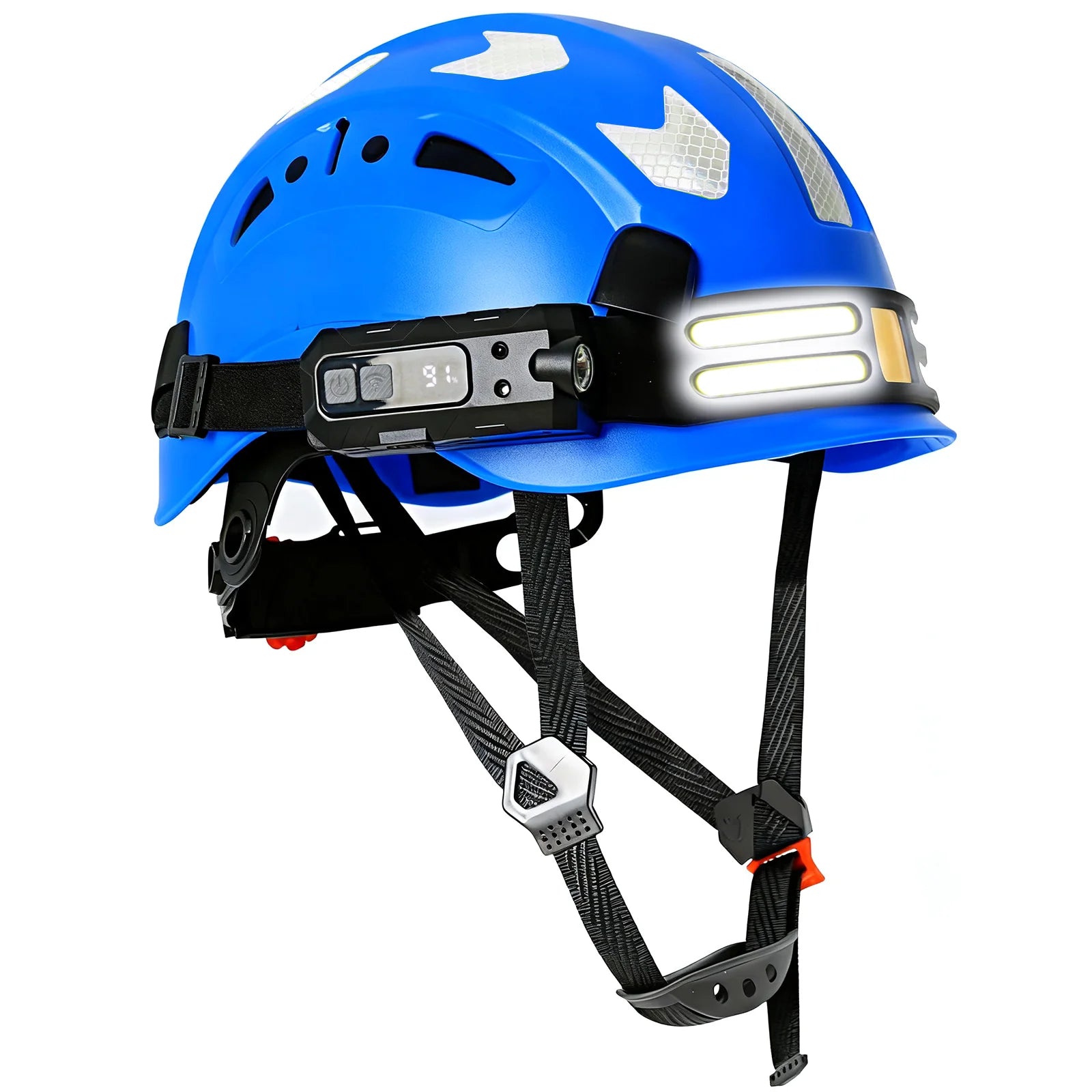 Construction Safety Helmet With Headlamp Reflective Stickers Hard Hat Head Light Weight Industrial Work At Night Head Protection