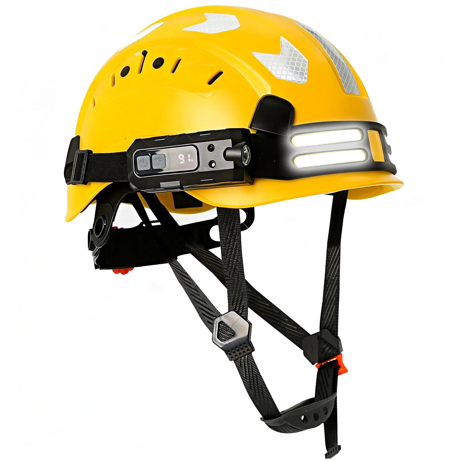 Construction Safety Helmet With Headlamp Reflective Stickers Hard Hat Head Light Weight Industrial Work At Night Head Protection