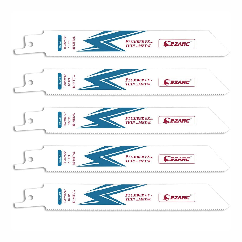 EZARC 6-Inch Reciprocating Saw Blade Bi-Metal Cobalt Sabre Saw Blades for Thin-Medium Metal Cutting 150mm R622PT 18TPI