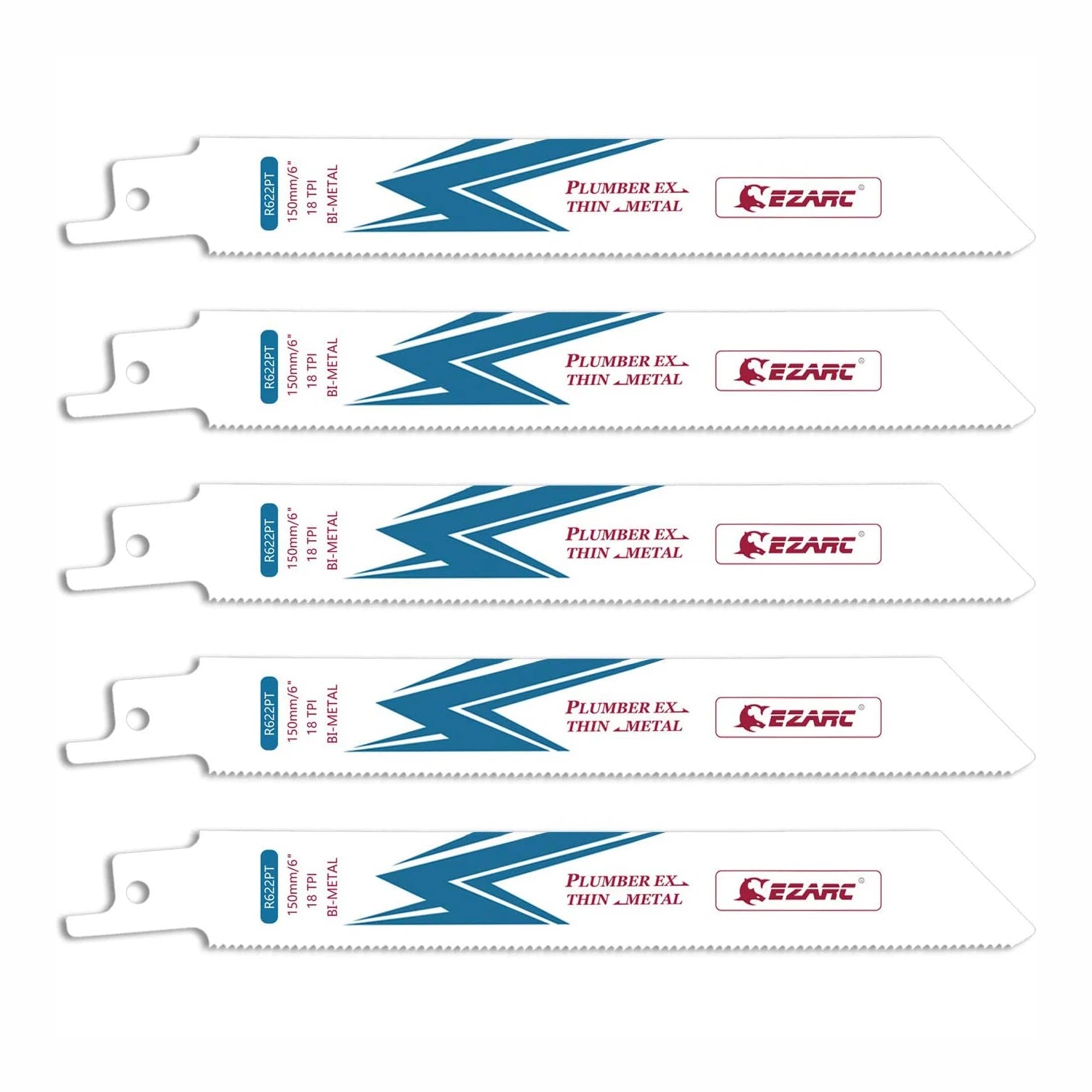 EZARC 6-Inch Reciprocating Saw Blade Bi-Metal Cobalt Sabre Saw Blades for Thin-Medium Metal Cutting 150mm R622PT 18TPI