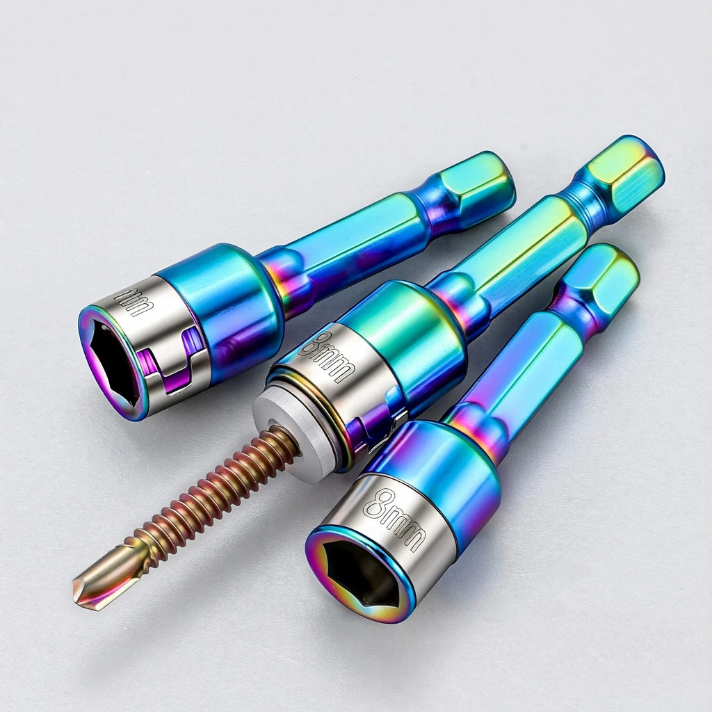 8mm Non-Magnetic Impact Socket High Torque CR-V Steel Socket Bits Hex Shank Nut Screwdriver Driver Impact Drivers Socket Adapter