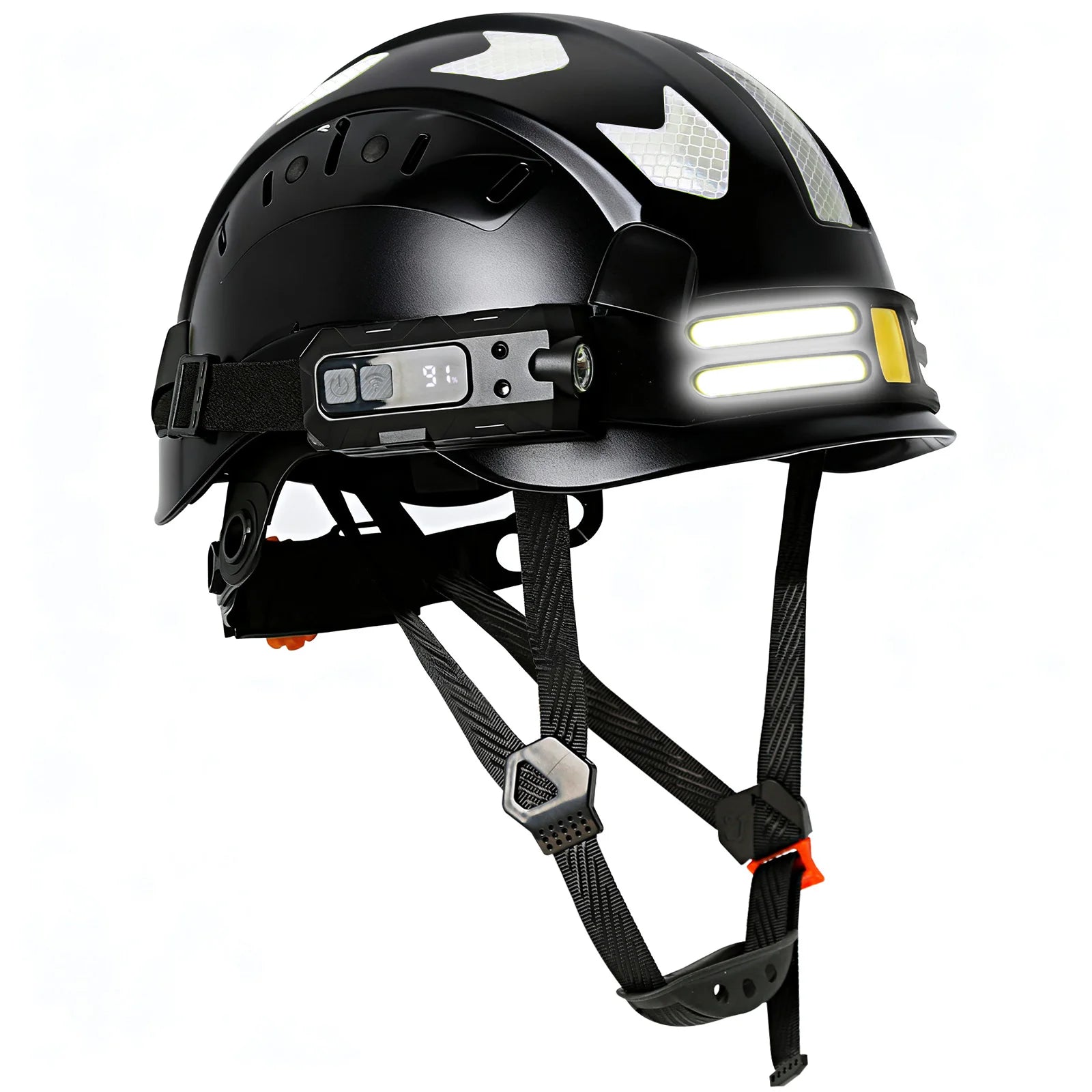 Construction Safety Helmet With Headlamp Reflective Stickers Hard Hat Head Light Weight Industrial Work At Night Head Protection