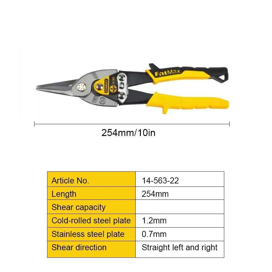 STANLEY Aviation Scissors 1Pcs for Stainless Steel Sheet Professional Industrial Shear 14-562-22/14-563-22/14-564-22/14-566-22