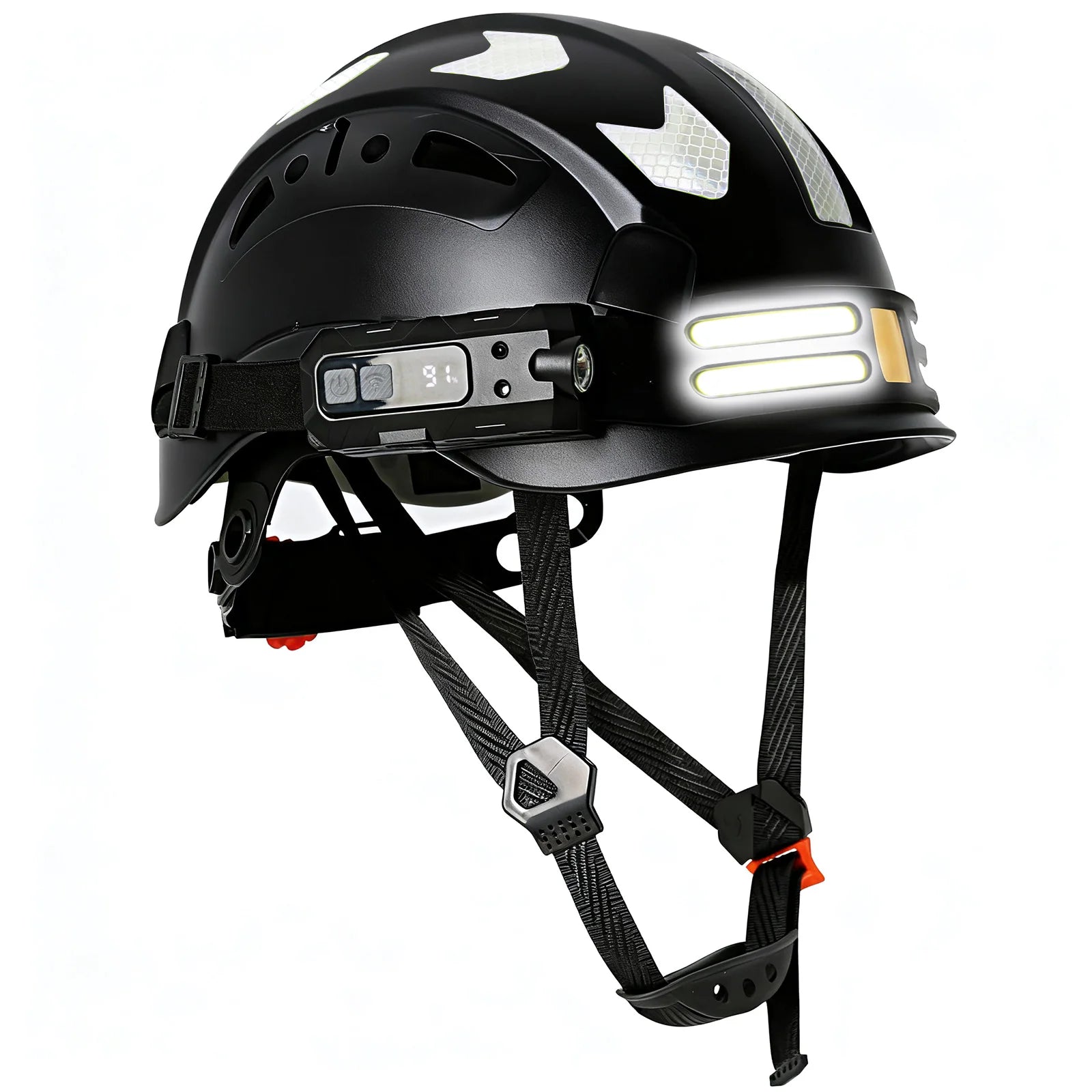Construction Safety Helmet With Headlamp Reflective Stickers Hard Hat Head Light Weight Industrial Work At Night Head Protection