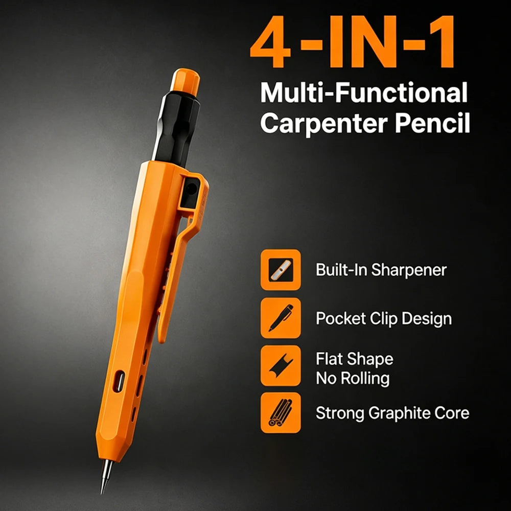 5Pcs Carpenter Pencil, 2.8mm Deep Hole Mechanical Pencil Marker with Built in Sharpener for Architect Woodworking Marking Tool