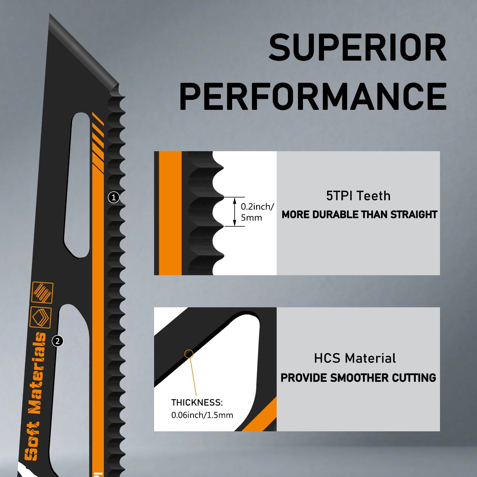 400mm Insulation Cutting Reciprocating Saw Blade 5TPI HCS Sabre Saw Blade for Rock Wool Glass Wool Foam Insulation Pipe Cutting