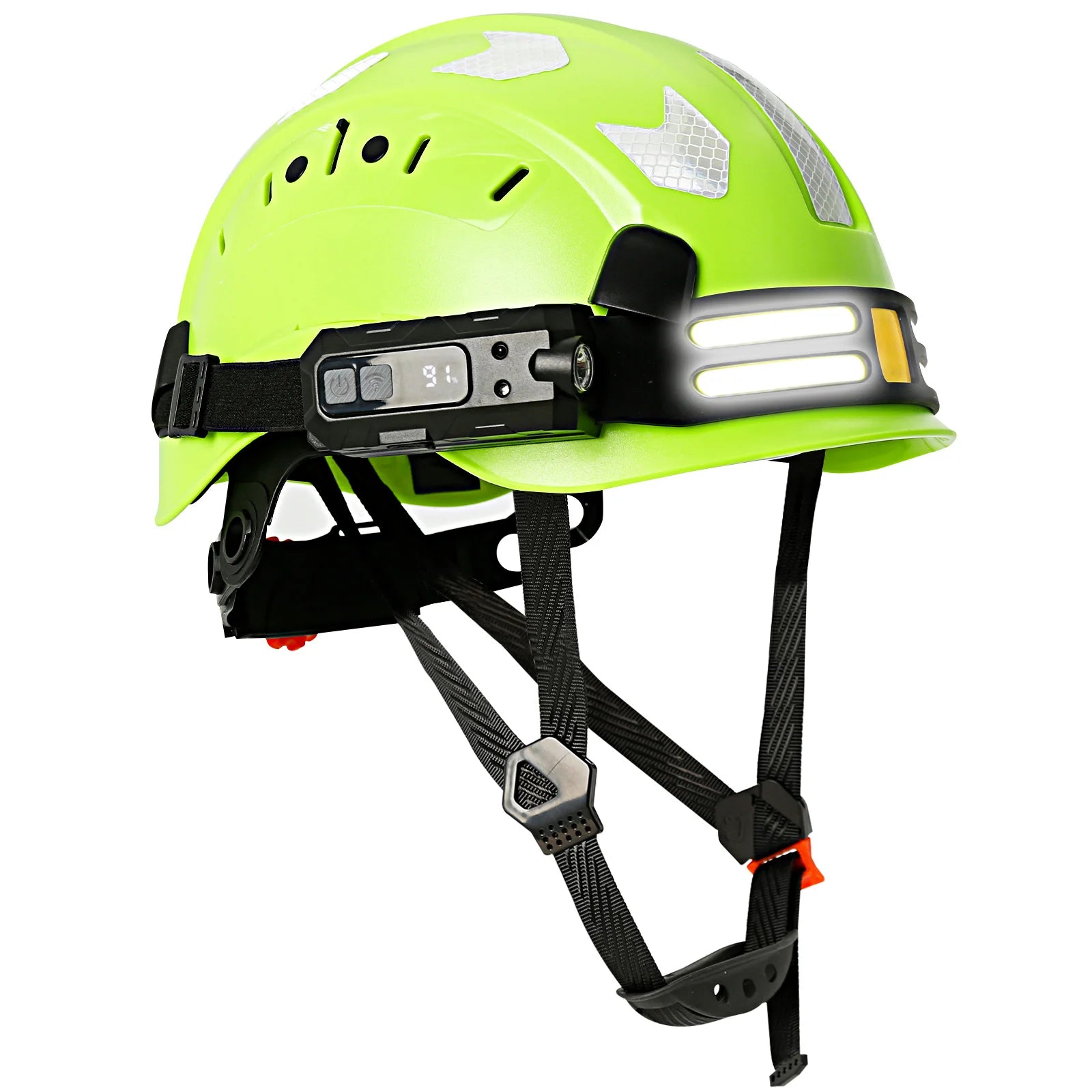 Construction Safety Helmet With Headlamp Reflective Stickers Hard Hat Head Light Weight Industrial Work At Night Head Protection