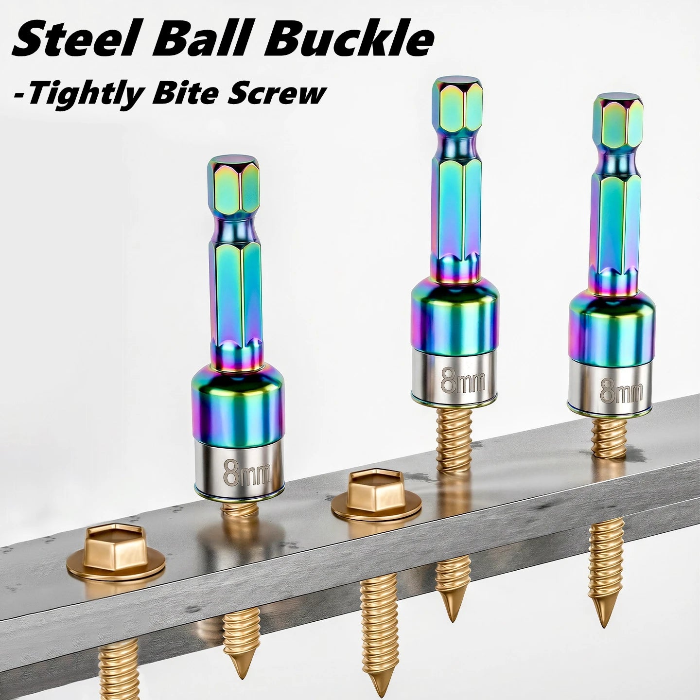 8mm Non-Magnetic Impact Socket High Torque CR-V Steel Socket Bits Hex Shank Nut Screwdriver Driver Impact Drivers Socket Adapter