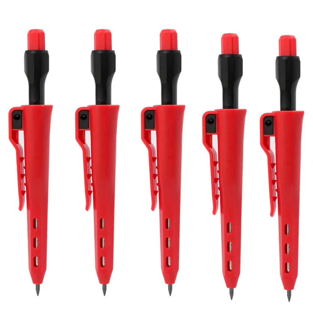 5Pcs Carpenter Pencil, 2.8mm Deep Hole Mechanical Pencil Marker with Built in Sharpener for Architect Woodworking Marking Tool