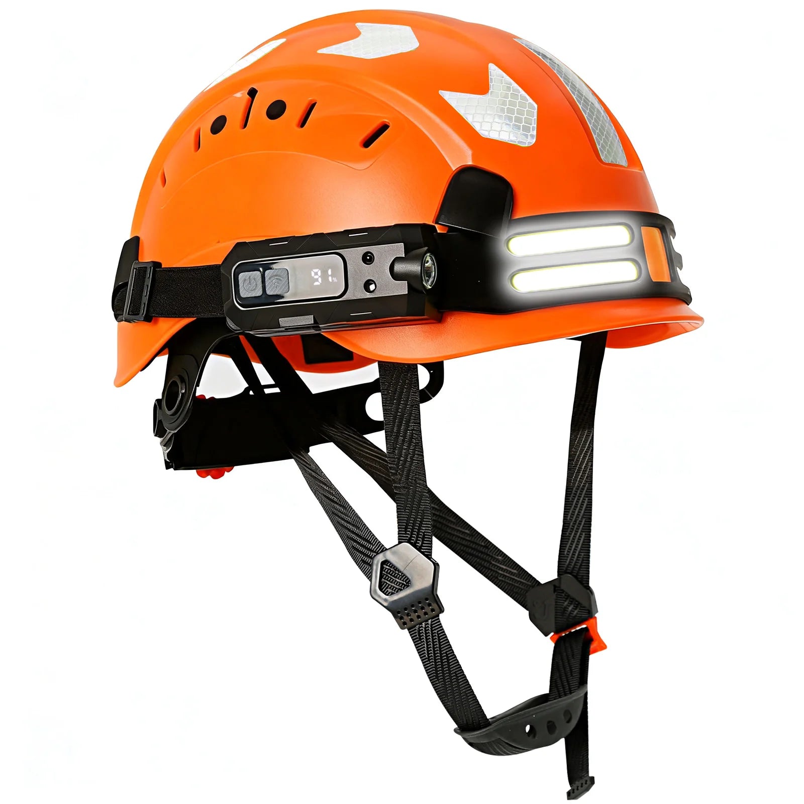 Construction Safety Helmet With Headlamp Reflective Stickers Hard Hat Head Light Weight Industrial Work At Night Head Protection
