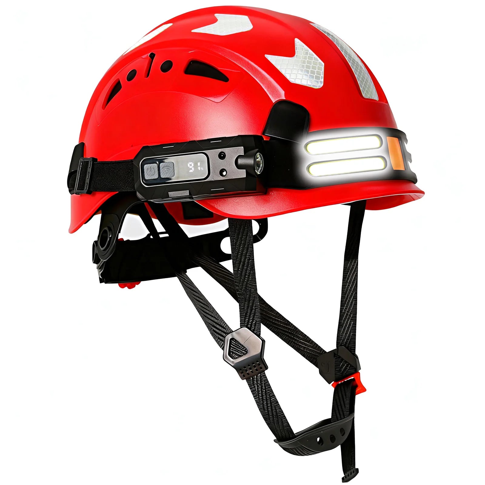Construction Safety Helmet With Headlamp Reflective Stickers Hard Hat Head Light Weight Industrial Work At Night Head Protection