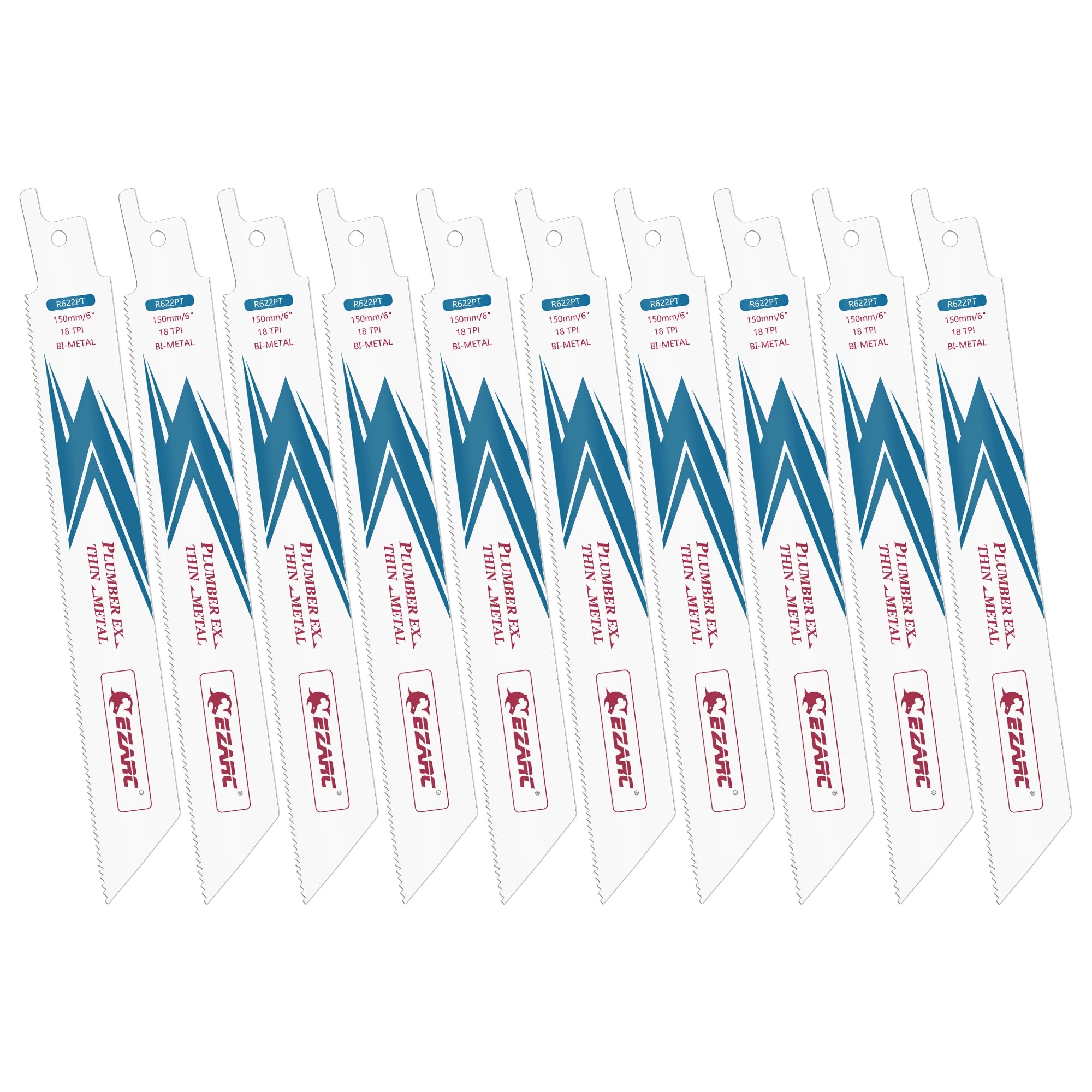 EZARC 6-Inch Reciprocating Saw Blade Bi-Metal Cobalt Sabre Saw Blades for Thin-Medium Metal Cutting 150mm R622PT 18TPI