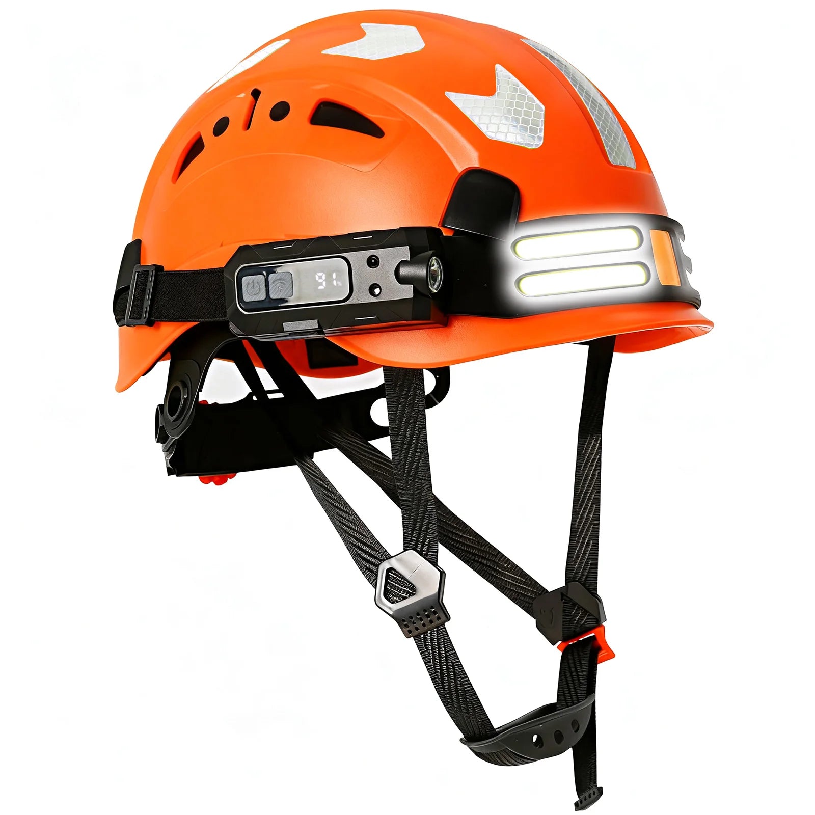 Construction Safety Helmet With Headlamp Reflective Stickers Hard Hat Head Light Weight Industrial Work At Night Head Protection