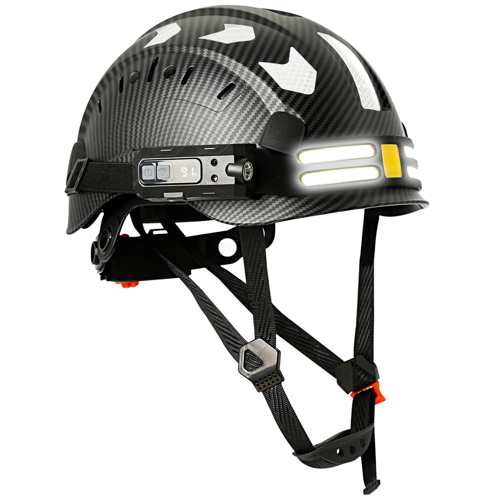 Construction Safety Helmet With Headlamp Reflective Stickers Hard Hat Head Light Weight Industrial Work At Night Head Protection