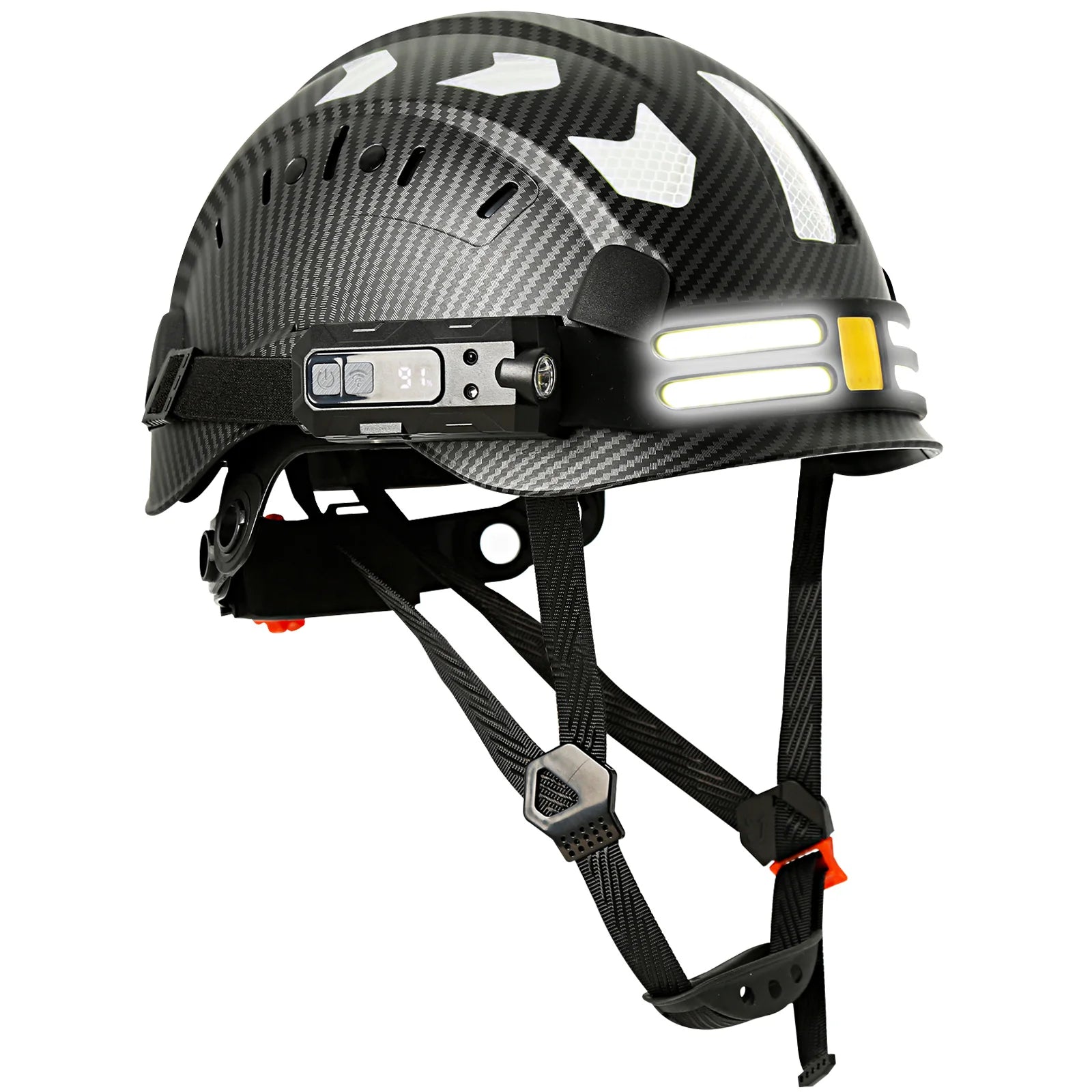 Construction Safety Helmet With Headlamp Reflective Stickers Hard Hat Head Light Weight Industrial Work At Night Head Protection