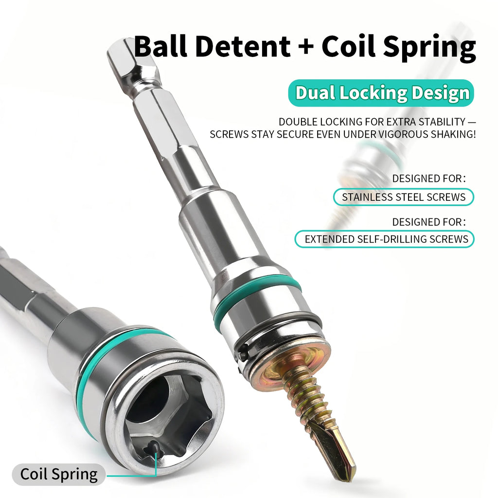 1PC 8/10MM Non-Magnetic 6.35 Hex Shank Wrench Socket Screw Driver For Self-Drilling Tek Screw Self-Tapping Screw With Steel Ball