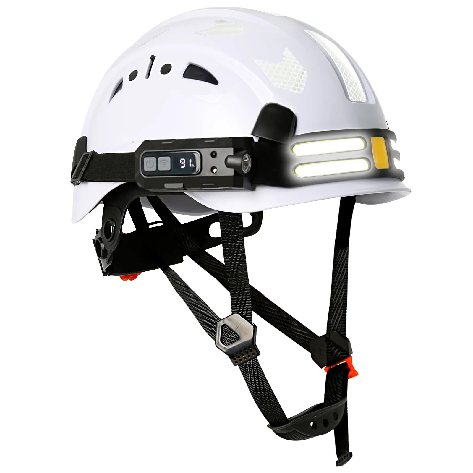 Construction Safety Helmet With Headlamp Reflective Stickers Hard Hat Head Light Weight Industrial Work At Night Head Protection
