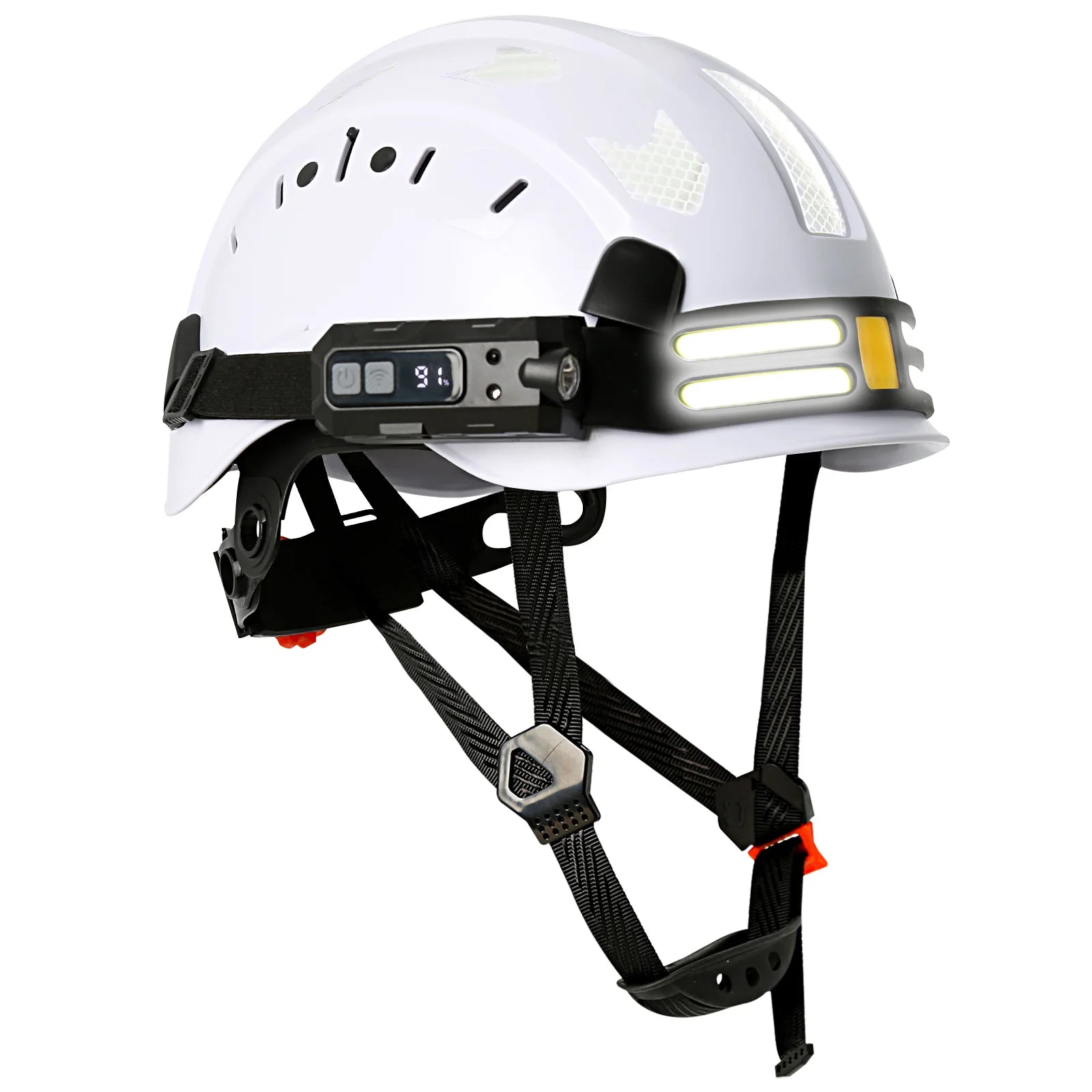 Construction Safety Helmet With Headlamp Reflective Stickers Hard Hat Head Light Weight Industrial Work At Night Head Protection
