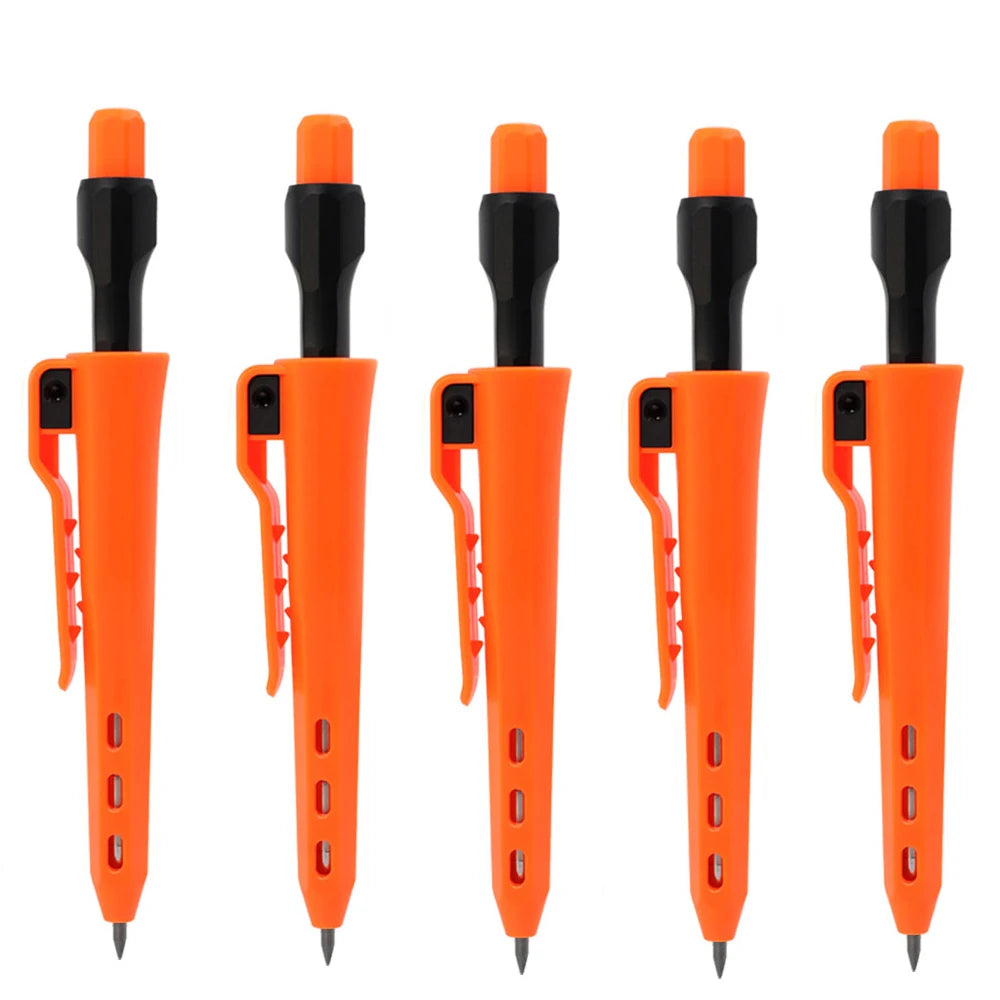 5Pcs Carpenter Pencil, 2.8mm Deep Hole Mechanical Pencil Marker with Built in Sharpener for Architect Woodworking Marking Tool