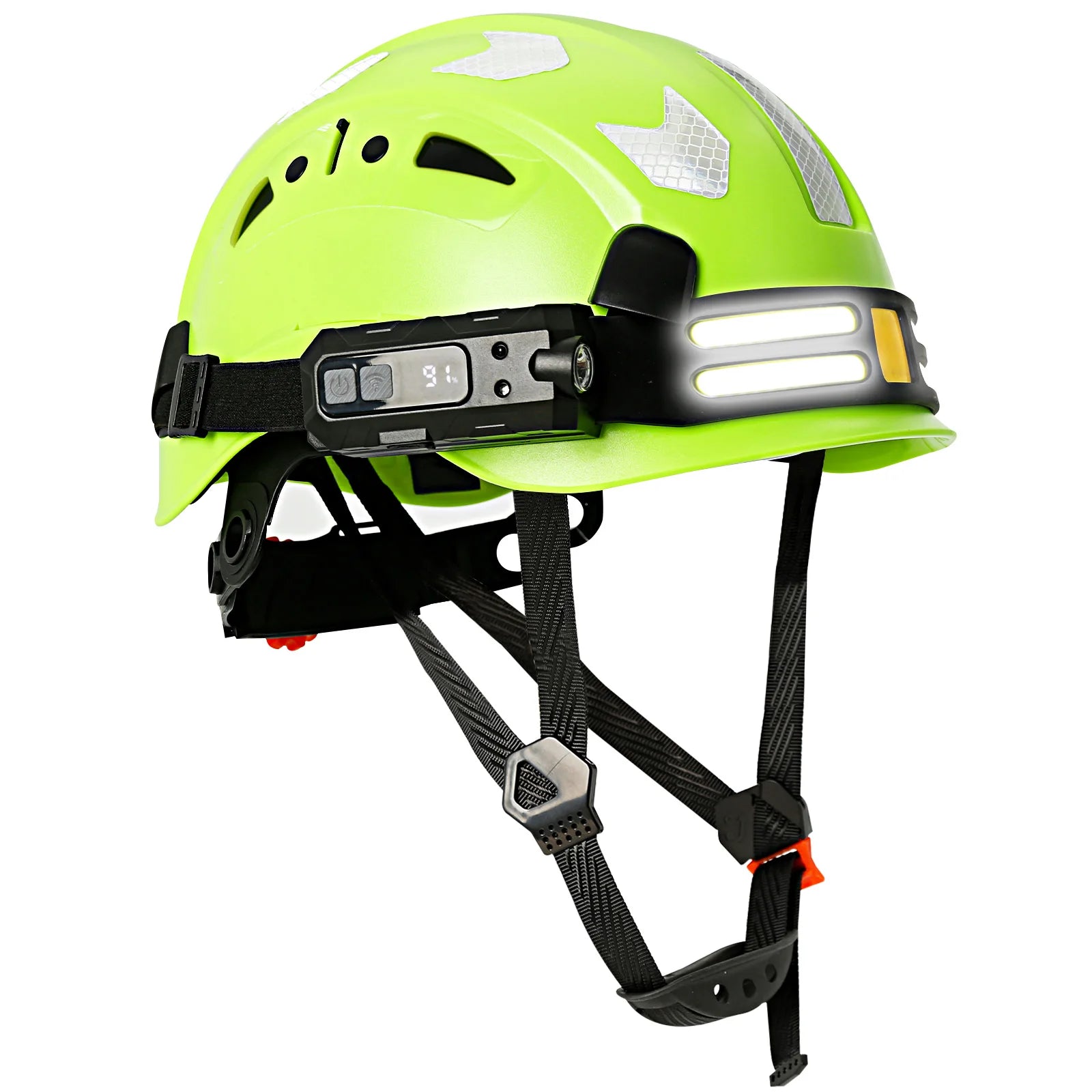 Construction Safety Helmet With Headlamp Reflective Stickers Hard Hat Head Light Weight Industrial Work At Night Head Protection
