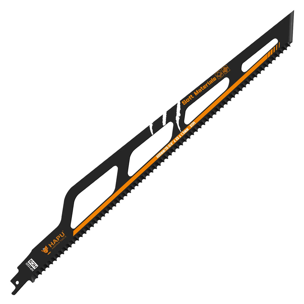 400mm Insulation Cutting Reciprocating Saw Blade 5TPI HCS Sabre Saw Blade for Rock Wool Glass Wool Foam Insulation Pipe Cutting