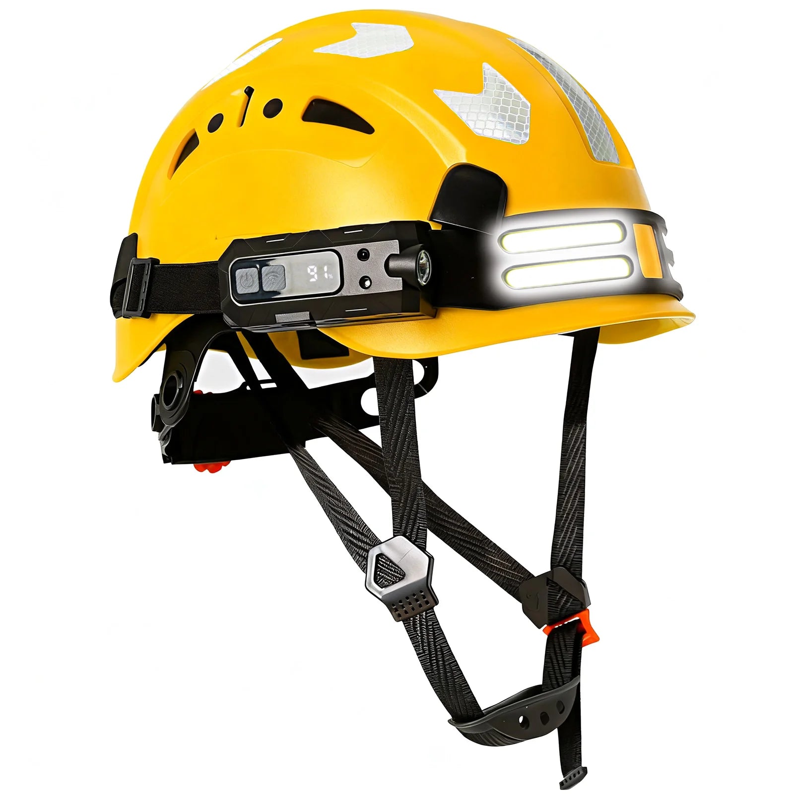 Construction Safety Helmet With Headlamp Reflective Stickers Hard Hat Head Light Weight Industrial Work At Night Head Protection