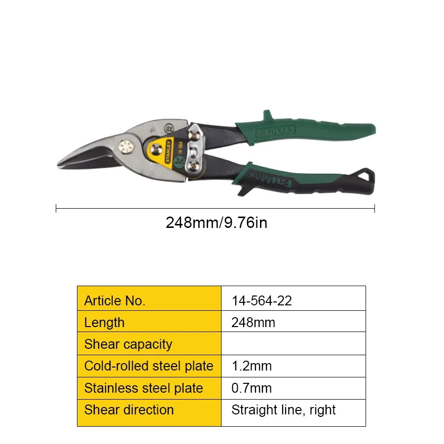 STANLEY Aviation Scissors 1Pcs for Stainless Steel Sheet Professional Industrial Shear 14-562-22/14-563-22/14-564-22/14-566-22