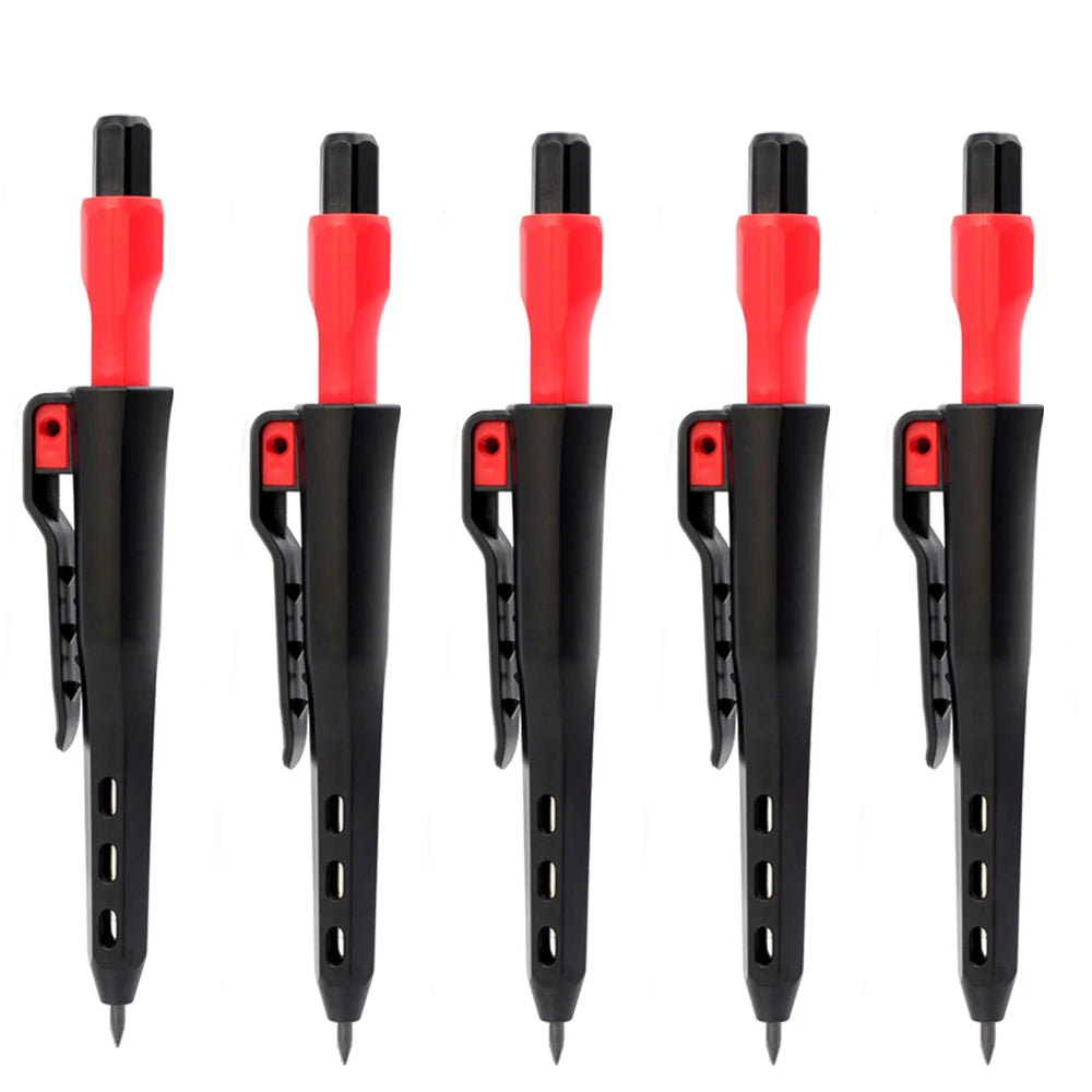 5Pcs Carpenter Pencil, 2.8mm Deep Hole Mechanical Pencil Marker with Built in Sharpener for Architect Woodworking Marking Tool