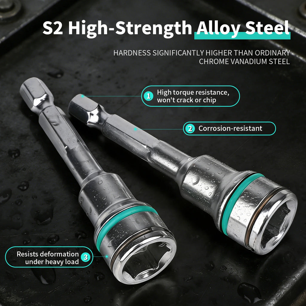 1PC 8/10MM Non-Magnetic 6.35 Hex Shank Wrench Socket Screw Driver For Self-Drilling Tek Screw Self-Tapping Screw With Steel Ball