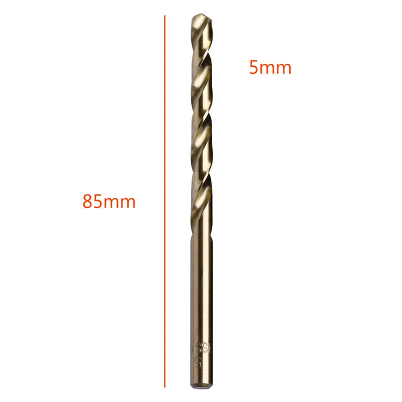 10Pcs 1/1.5/2/2.5/3/3.2/3.5/4/4.5/5mm M35 Round Shank HSS-Co Cobalt Twist Drill Spiral Drill Bit