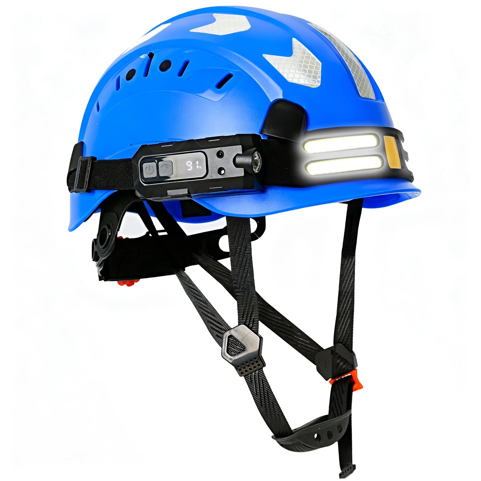 Construction Safety Helmet With Headlamp Reflective Stickers Hard Hat Head Light Weight Industrial Work At Night Head Protection