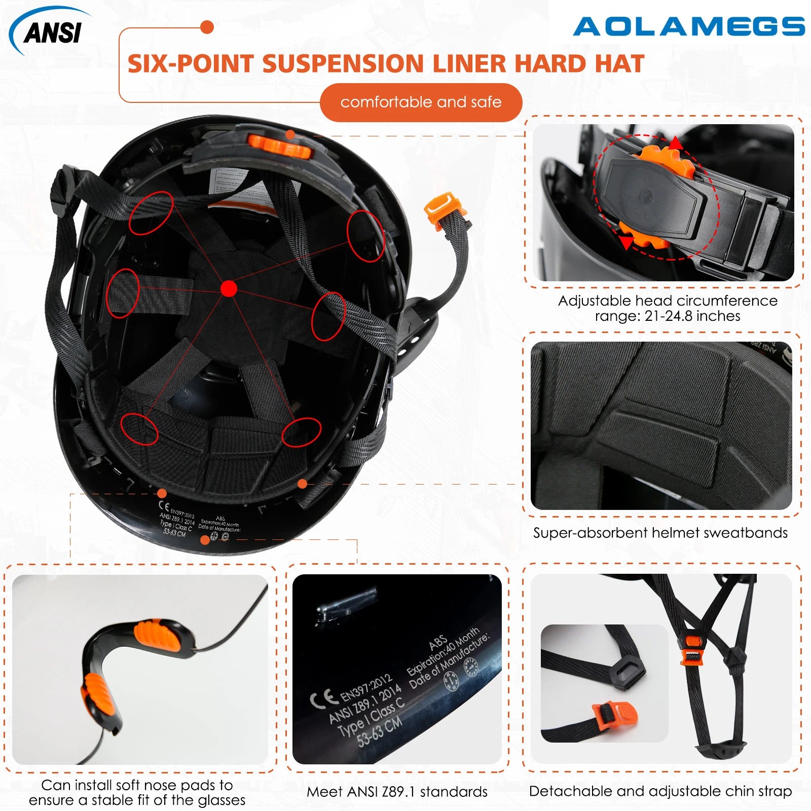 Construction Safety Helmet With Headlamp Reflective Stickers Hard Hat Head Light Weight Industrial Work At Night Head Protection
