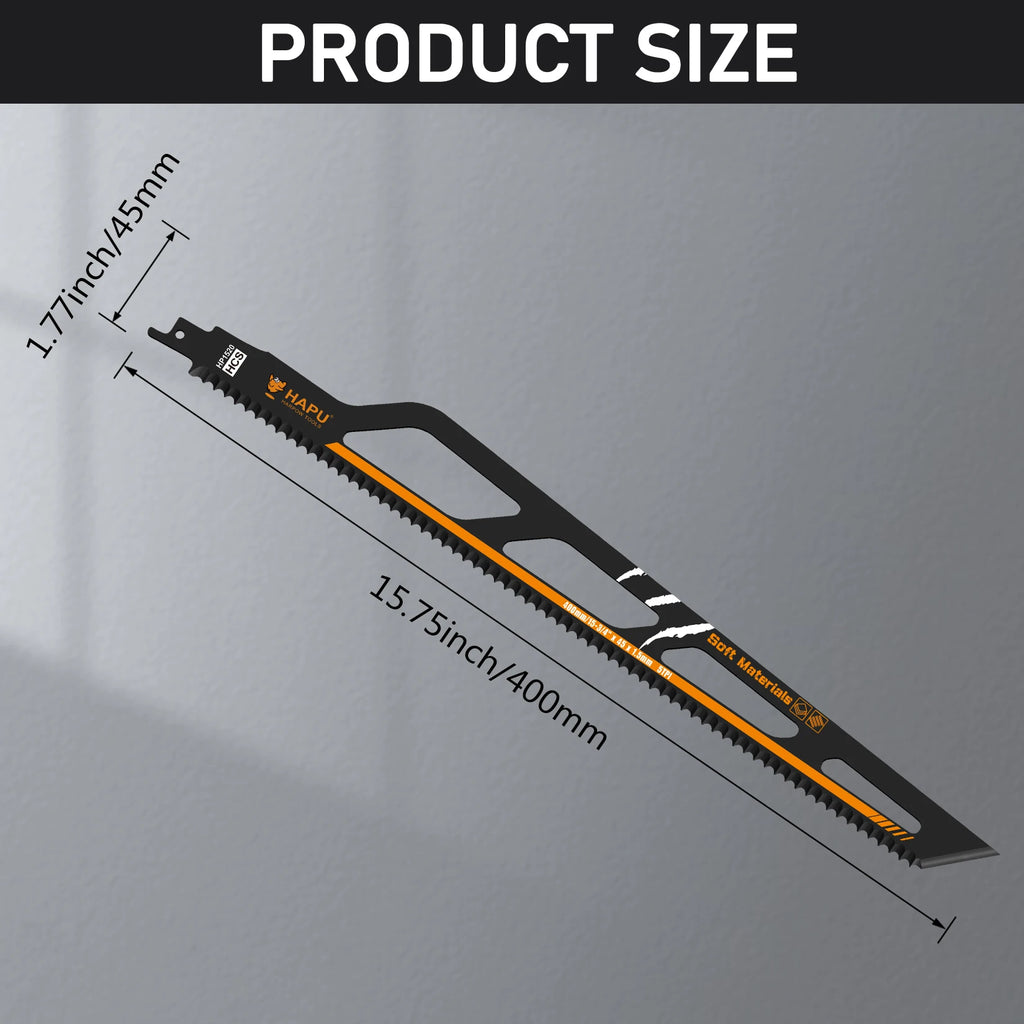 400mm Insulation Cutting Reciprocating Saw Blade 5TPI HCS Sabre Saw Blade for Rock Wool Glass Wool Foam Insulation Pipe Cutting