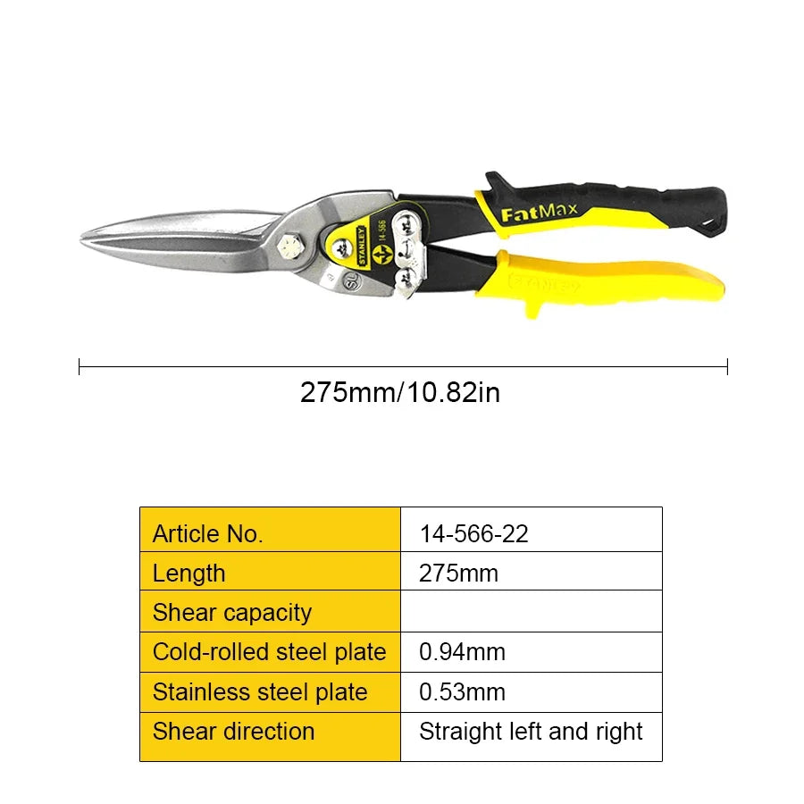 STANLEY Aviation Scissors 1Pcs for Stainless Steel Sheet Professional Industrial Shear 14-562-22/14-563-22/14-564-22/14-566-22